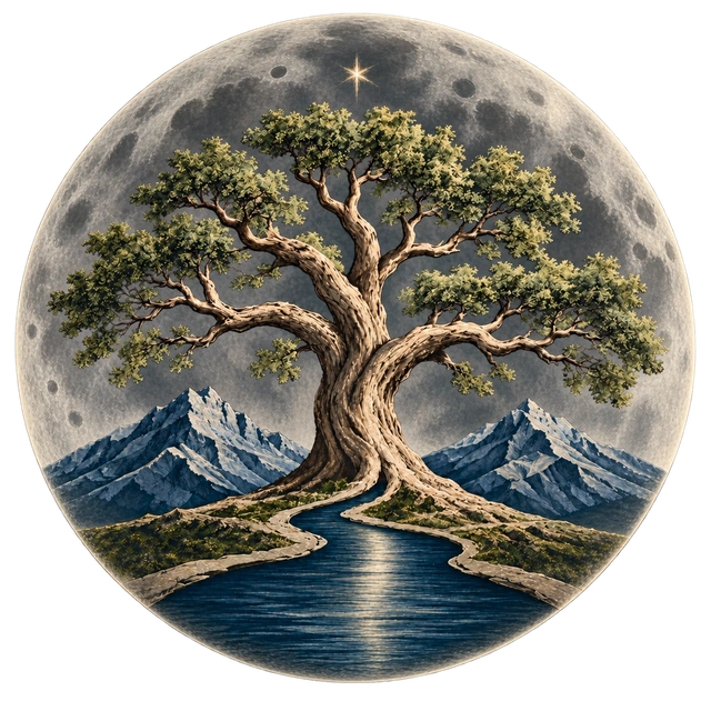 Tree, mountains and water: the El Clan Verde emblem